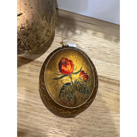 Dept. 56 Poland Gold Rose Ornament with Glitter - Picture 1 of 4